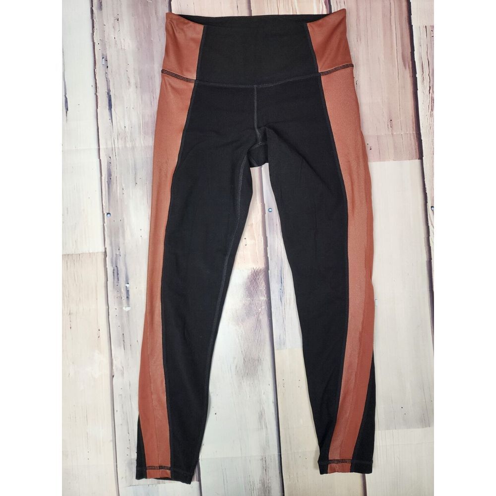 Athleta Pearl Panel XS Black ankle leggings mauve‎ faux leather cropped